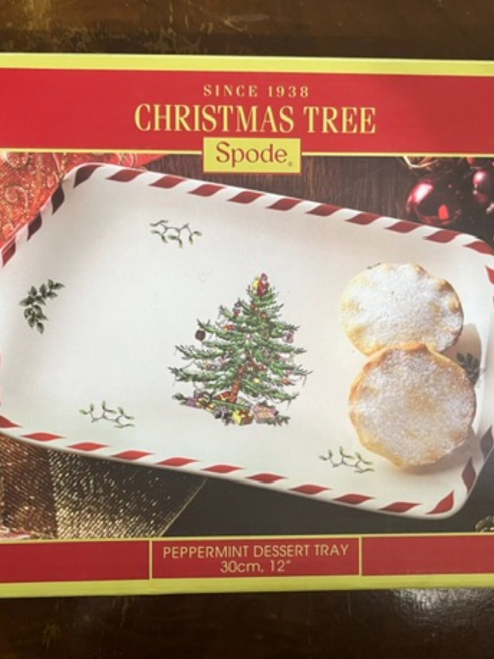Spode Christmas Tree Peppermint Dessert Tray